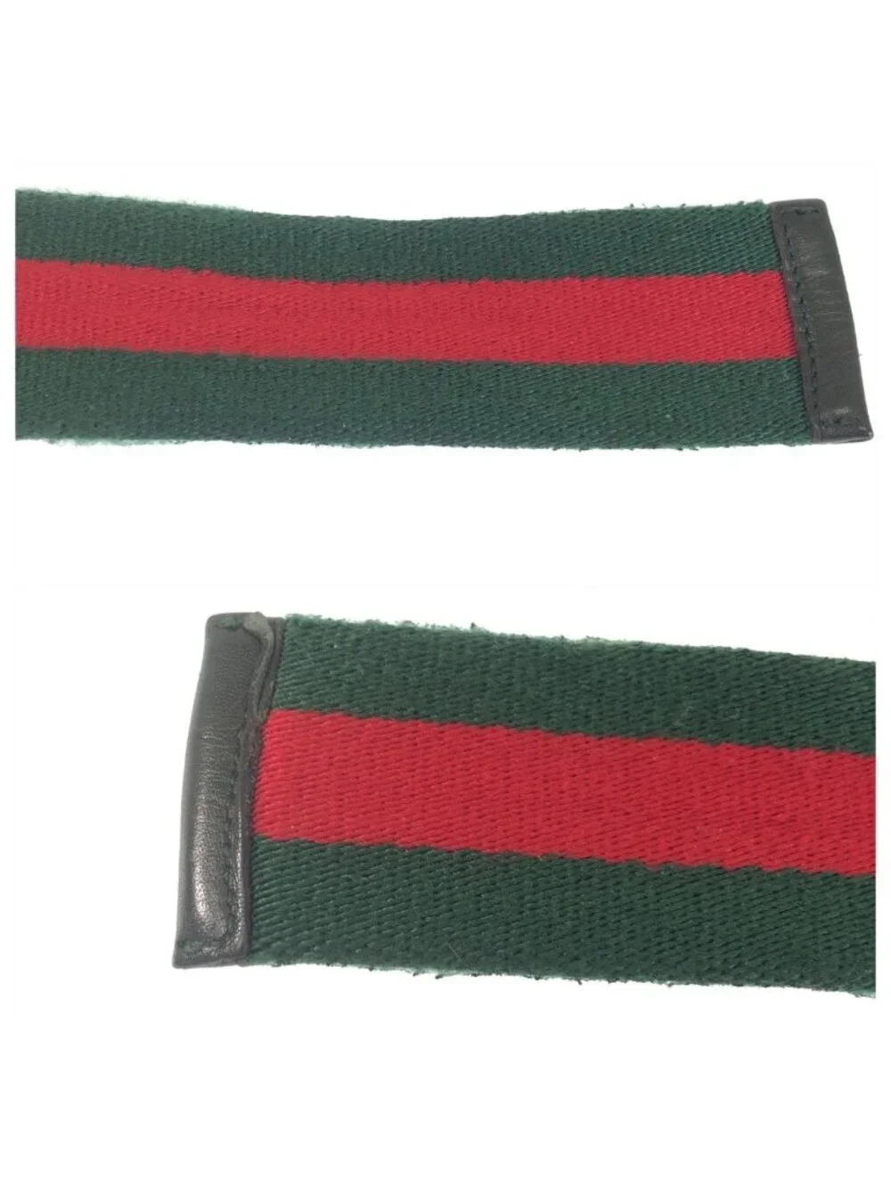 Gucci Sherry Line 85 Green Red Silver Cotton Belt